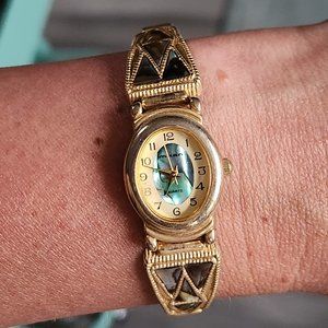 Vintage Milan Quartz Ladies Gold and Abalone Watch